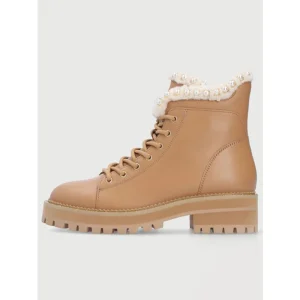 China Manufacturer Factory Price Custom Fashion Winter Leather Apricot Lace up Ladies Martin Boots