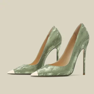 Chinese Style High Heels New Fashion Trend Stiletto Pointed Green with Cheongsam Women’s Singles
