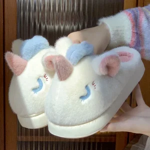 Christmas Cute Animal Pattern Shoes Women’s Winter Home Slippers Warm Non slip Home Women’s Slippers