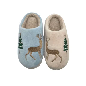 Christmas Holiday Women’s Outdoor Mules for Winter Comfortable Anti Slip Sole Lightweight Cotton Fabric Recyclable