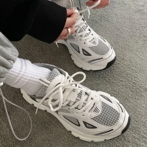 Chunky Sneakers Men Women Thick Sole Girls Sport Shoes Bright Green Fashion Casual Dad Shoes Female Footwear