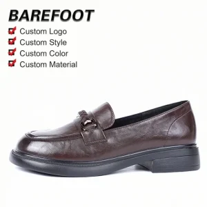 Chunky-Sole English Loafers Metal Buckle Flat Light Waterproof Spring Women’s Slip-On Shoes