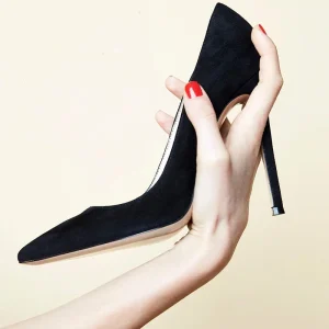 Classic Elegant Women’s Faux Suede Stiletto Heels 12cm Slip On Dress Shoes for Office Sexy Solid Color for Summer Autumn Seasons