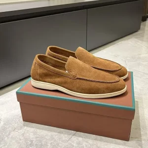 Classic Men’s Round Toe Suede Loafers Old Money Style Business Casual Shoes Comfortable Flat Soled Rubber Outsole