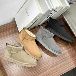 Classic Short Snow Boots for Women Cross Border Cowhide Plus Velvet Cotton Mini Boots Shoes