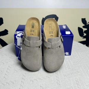 Classic Suede Leather Cork Clogs for Women Arch Support Mules Soft Casual Outdoor Beach Sandals Shoes