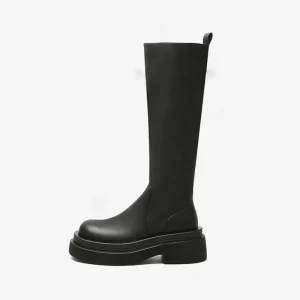 Classic Thigh High Women’s Chunky Heeled Stretch Boots Waterproof Breathable Lightweight Comfort Pull On Autumn Winter