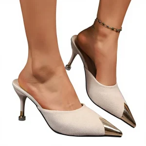 Closed Mules Women Pointed Toe Stiletto High Heel Light Weight Summer Elegant Sexy