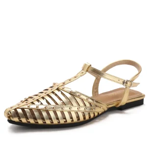 Closed Toe Heeled Sandals for Women PU Leather Soft Anti-Slip Sole Comfortable Outdoor Walking Casual Summer Shoes