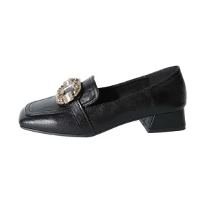 College Style Rhinestones Slip On Soft Women’s Loafers, Autumn/Winter All-matching Mid Heel Shoes