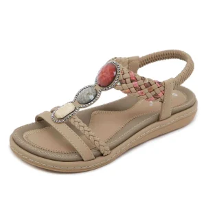 Comfort Open Toe Elastic Strap Women’s Casual Strappy Sandal Summer Sandals