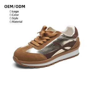 Comfortable Autumn Korean Style Fashion Women’s Anti-Slip Lightweight Split Leather Sneakers Classic Casual Shoes
