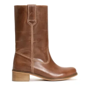 Comfortable Black Casual Vintage Chunky Block Heel Round Toe Wide Mid Calf Motorcycle Biker Riding Boots For Women