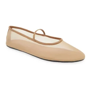 Comfortable Casual Beige Mesh Ballet Slip On Round Toe Flats Ballerina Shoes for Women