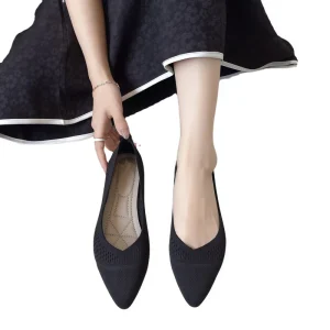 Comfortable Fashionable Pointed Toe Ballet Flats Slip On Mesh Solid Pattern Lightweight Casual Shoes Spring Summer Autumn Winter