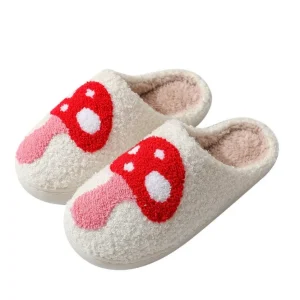 Comfortable Indoor Bedroom Non slip Closed Toe Cute Plush Slides Custom Logo Furry Winter Warm Slipper