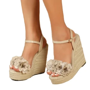 Comfortable Lace Up Fashion Sexy Ladies Platform Wedge High Heel Open Toe Lightweight Summer Spring Sandals