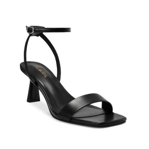 Comfortable Mid Heel Casual Party Shoes Black Ankle Strap Sandals Women Square Toe Summer Sandals