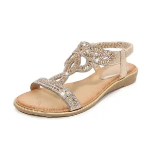 Comfortable Sandals for Women Dressy Elastic Ankle Strap Casual Summer Beach Flip Flops for Womens Sandals Flats