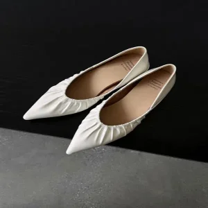 Comfortable Women’s Slip On Pumps Autumn Fashion Trend Thick Heel Lightweight Breathable Pleated Daily Dress Office Pointed
