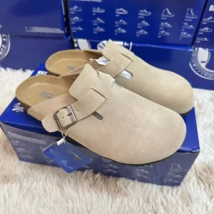 Comfortable for Men’s Suede Casual Mules and Women’s Close-toe Flat Sandals Slip-On Closure Fashion Trend