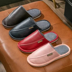Cotton Non-slip Slippers Men and Women’s Indoor Warm Anti-skid Sandals Home Thick Soled Pu Fur Plush Slippers