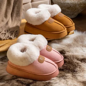 Cotton Slippers for Women in Winter Warm Plush Thick Soled Anti Slip Worn Externally