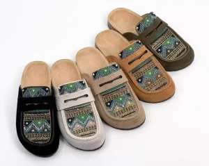 Cowhide Cork Slippers Mules for Men and Women Closed Toe Casual Clog Shoes for Outdoor Beach Use in Summer and Spring