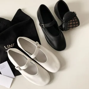 Cowhide Version Vintage Soft Sole Ballet Flats Genuine Leather Versatile Black Loafers Women’s Mary Jane Spring Solid