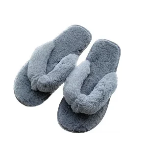 Cozy Fuzzy Slippers for Ladies Soft Warm Faux Fur Flip Flops for Spa House Use