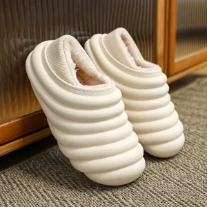 Creative New EVA Warm Slippers for Women Non Slip Outdoor Cotton Shoes with Round Toe for Winter