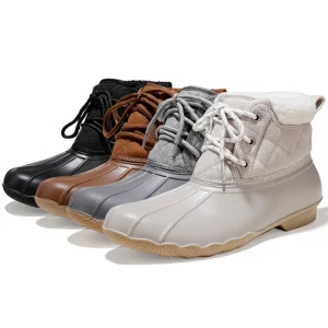 Cross Border Custom Winter Women’s Warm Mid Top Thickened Wool Upper PVC Outsole Snow Boots Four Color Waterproof Boots