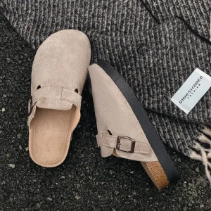 Cross-Border Slippers Men’s and Women’s Plus Size Boken Shoes with Toe Caps and Flat Slippers