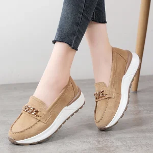 Cross-Border Women’s Shoes Autumn Non-Slip Soft-Soled Slip-On Solid Mom’s Wedge Thick-Soled Platform Casual Shallow Loafers
