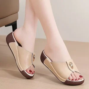 Cross border Bestseller in Europe and America Wedge heeled Heightening Mom’s Slip on Women’s Sandals