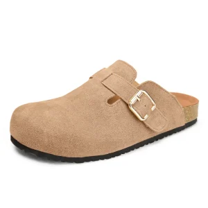 Cross-border Comfortable Toe Cow Suede Arch Support Slipper Women’s Clogs Genuine Leather EVA Outsole Summer New Style Mules