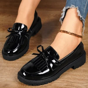 Cross border Large Size Women’s Loafers Spring Autumn New Bow Mary Jane Shoes Casual Solid