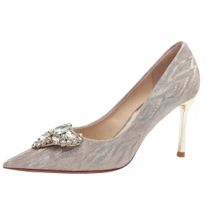 Custom 4-10 cm Heel Height Wedding High Heel Silver Crystal Women’s Rhinestone Heels