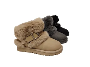 Custom Buckle Strap Women’s Fur Trim Snow Boots Platform Winter Boots OEM ODM