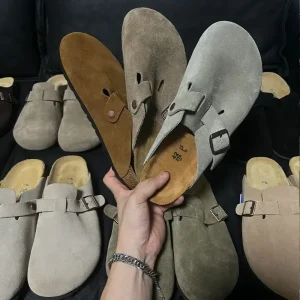 Custom Clog Shoes Mule Suede Leather Fur Eva Anti-slippery Genuine Leather Women’s Arch Support Clogs