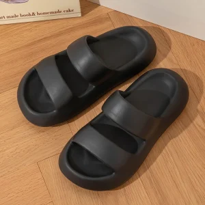 Custom Comfortable Spring Slides Slipper Fashion Double Straps Thick Bottom Non-slip EVA Indoor Women Lighted Breathable