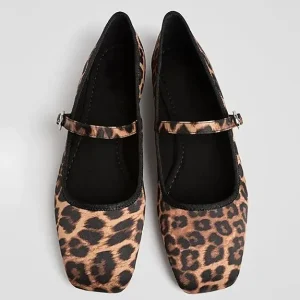 Custom Comfortable Women Leopard Print Mary Jane Flats Slip On Pointed Toe Adjustable Strap Ballet Fashion Trend Spring Summer