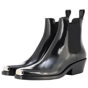 Custom Cowboy Short Boots Size 43 Chelsea Style Square Toe Block Heel Women Western Ankle Boots With Steel Toe