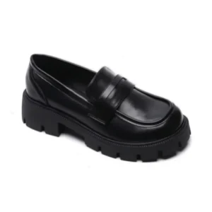 Custom Design Women’s Flat Loafers Fashion High Heel Shoes Thick Chunky Heel Lightweight Rubber Outsole for Autumn