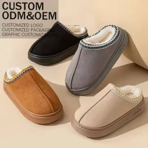 Custom Designer Fashion Winter Soft Faux Suede Platform Sole Fur Home Indoor Plush Ladies Men’s Warm Shoes Slippers for Women