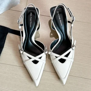 Custom Elegant Simple High Heel Shallow Mouth Pointed Cross Strap Sandals Women’s Shoes