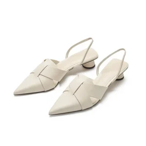 Custom Fabric Ladies Slides Flats Elegant Pointed Toe Women’s Flat Shoes with Low Heel PVC Insole Summer Weddings