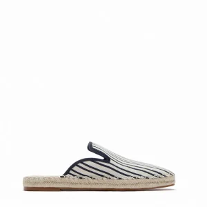 Custom Factory New Design Office Stripe Knitting Casual Step on the Heel Loafers Simple Women’s Flats Mules Espadrilles