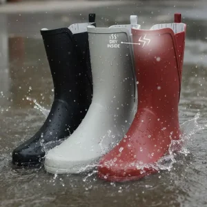 Custom Fashion Women’s Waterproof Anti-Slippery Calf Height Rubber Wellington Rain Boots for Summer Autumn Winter Adults