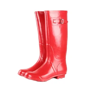 Custom Gumboots Women’s Rain Boots Colorful Fashion Waterproof Shoes with Side Buttons Knee High Rubber Boots